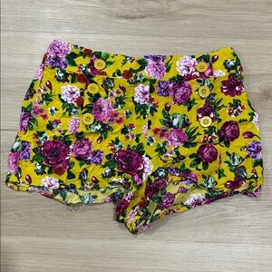 Forever 21 Floral High Waist Shorts - Yellow and Purple